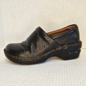 Women's Black Textured Leather B.O.C. Peggy Slip On Platform Clogs Size‎ 8/39